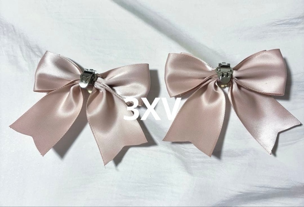 ハートビジュー リボンシューズクリップ ピンク