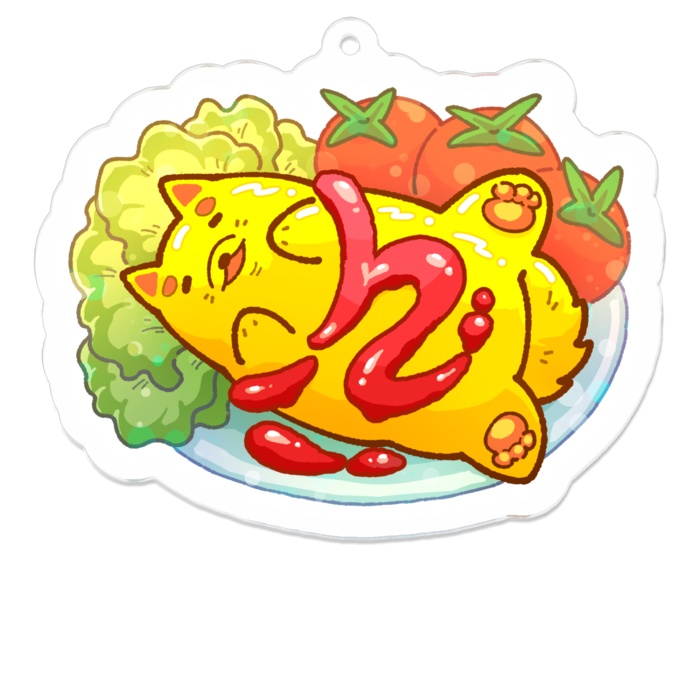 ふわふわオムライヌキーホルダー