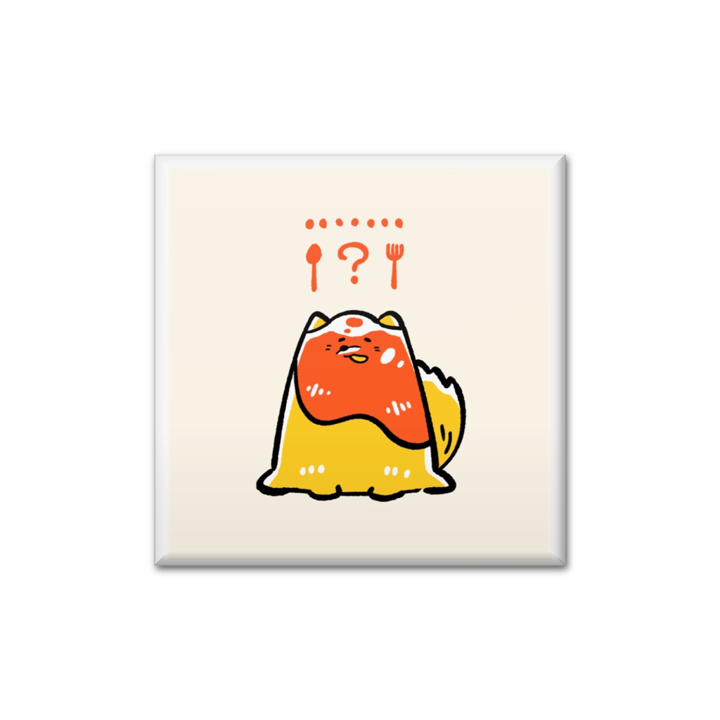 てんてけオムライヌ 角缶バッジ