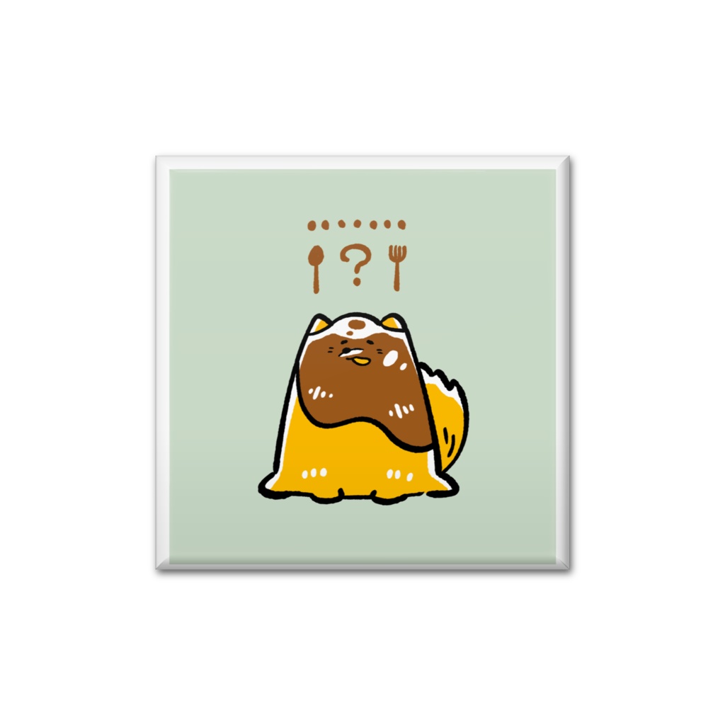 てんてけオムライヌ 角缶バッジ