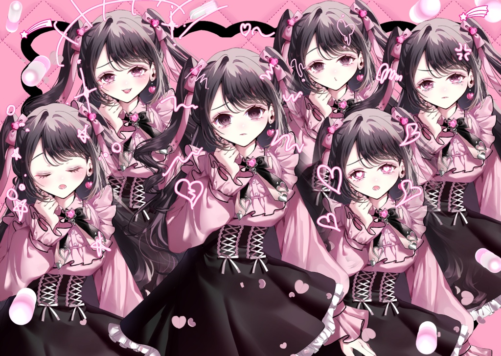 商用可!クレジット表記不要!表情差分付!地雷系女子PSD