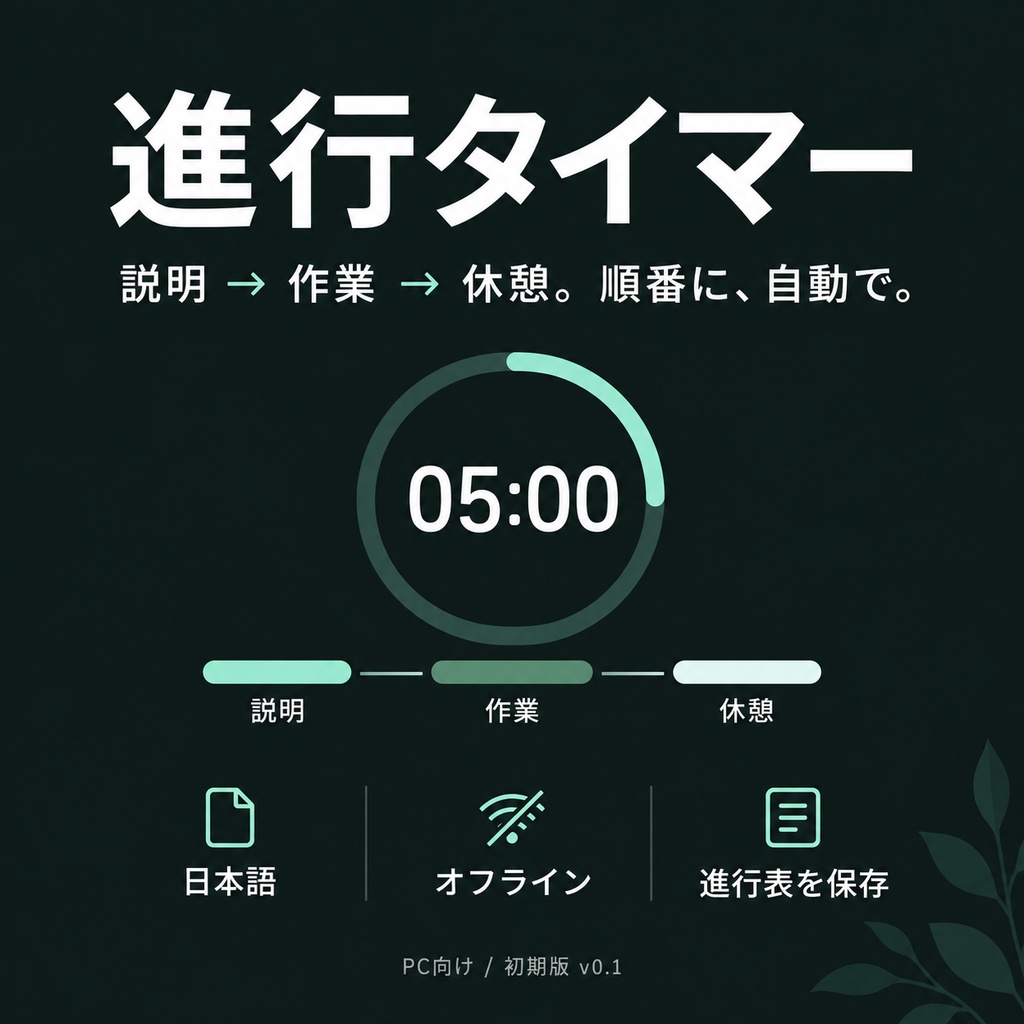 進行タイマー｜区間を順番に自動切替・オフライン対応【PC向け／初期版】
