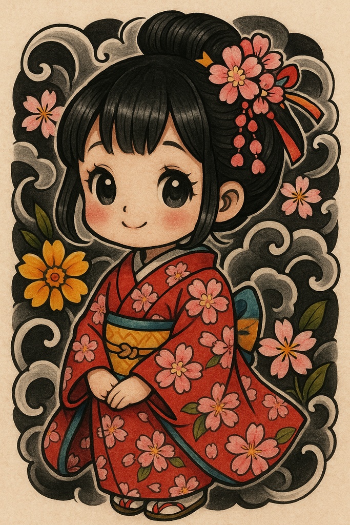 桜咲くキモノ少女