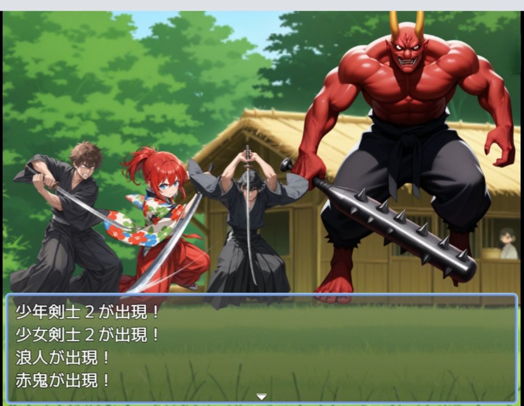 和風ファンタジーキャラ&モンスター35枚【背景×4・武器×6】【RPGバトルグラフィック素材集】
