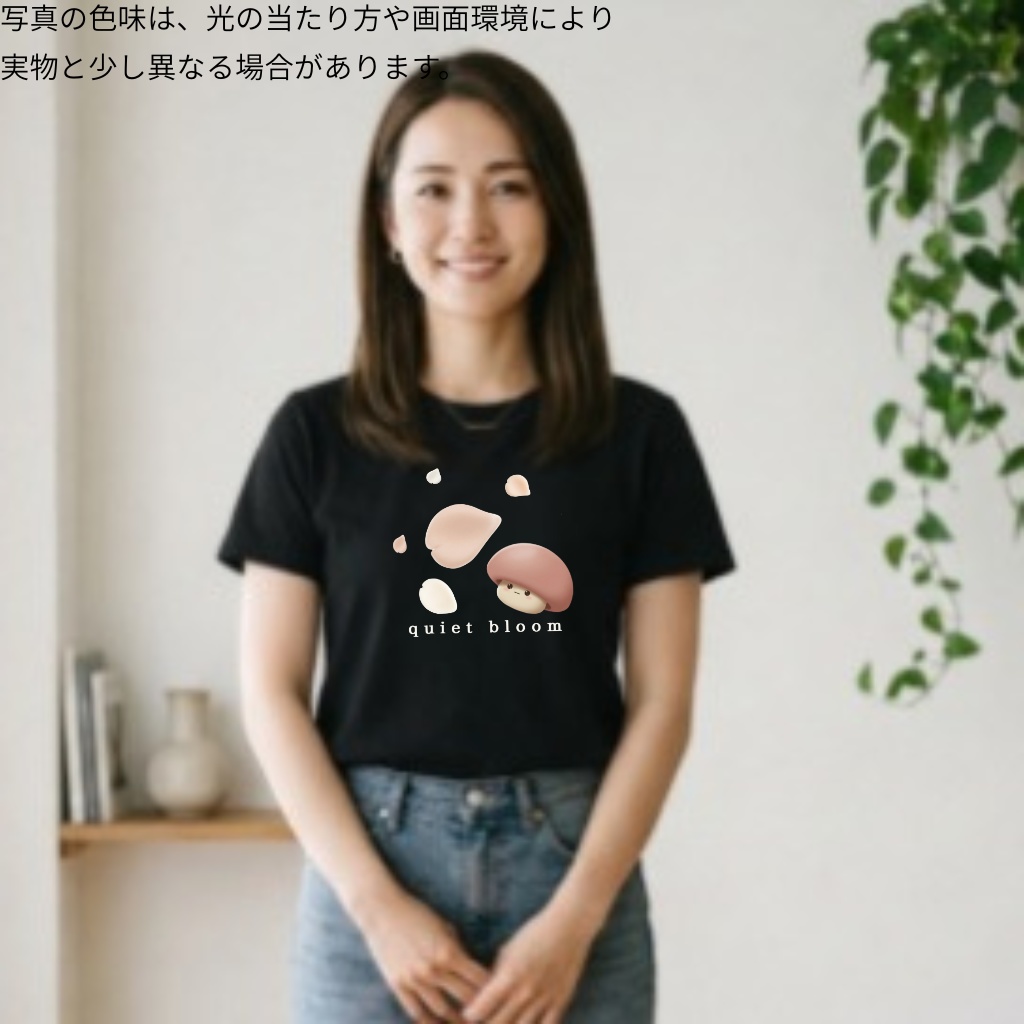 No.3 HInaと5枚花びらTシャツ(ブラック)