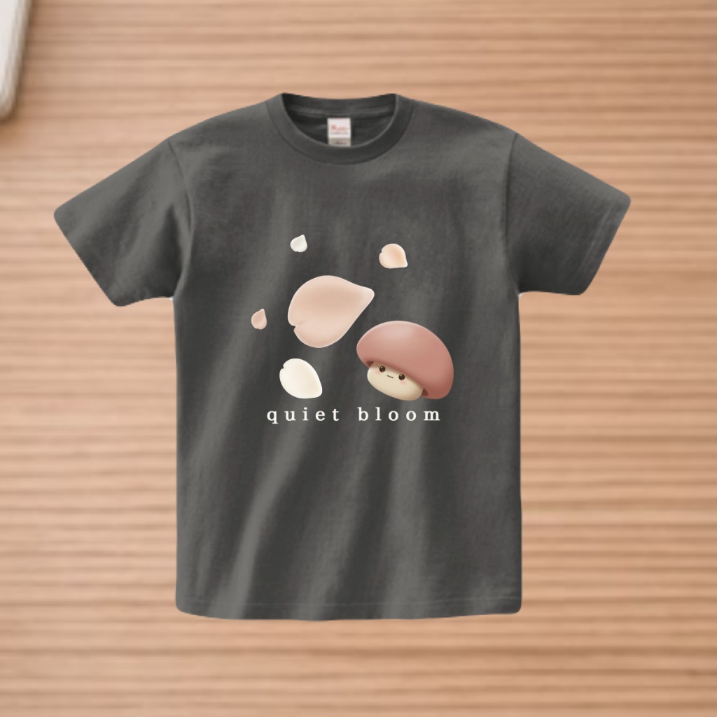 No.4 HInaと5枚花びらTシャツ(チャコール)