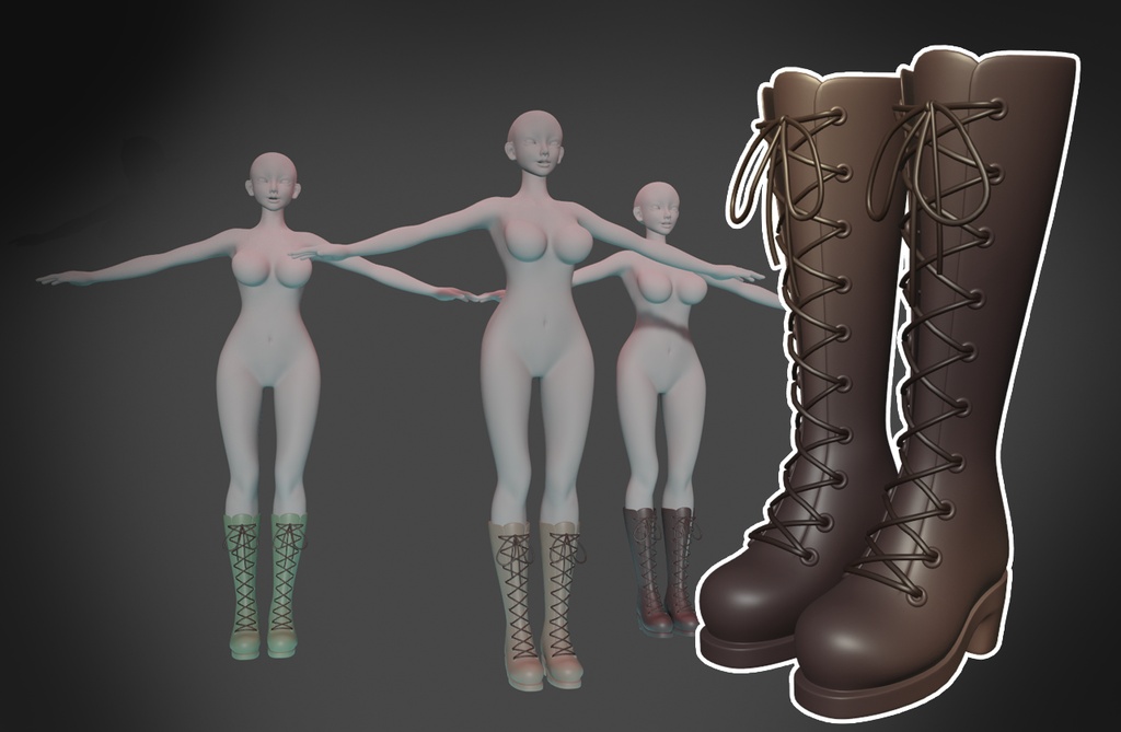 3D女性全身ブーツ(.cs3o)