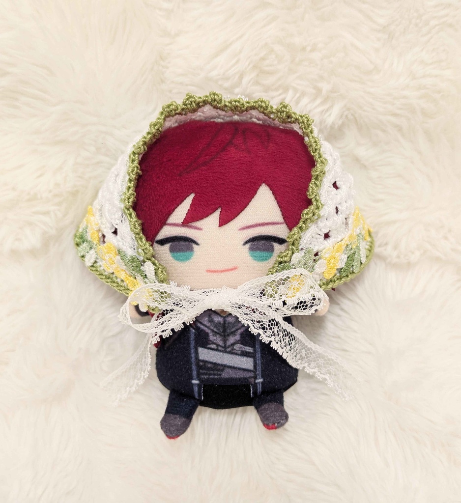 黄緑小花のバブーシュカ