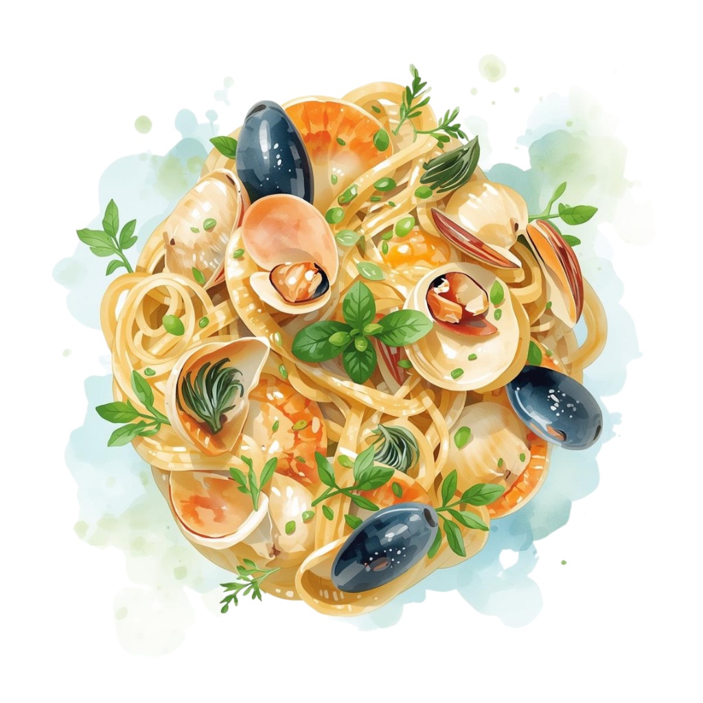 【水彩風】海辺のカフェを彩る食材クリップアート20点セット