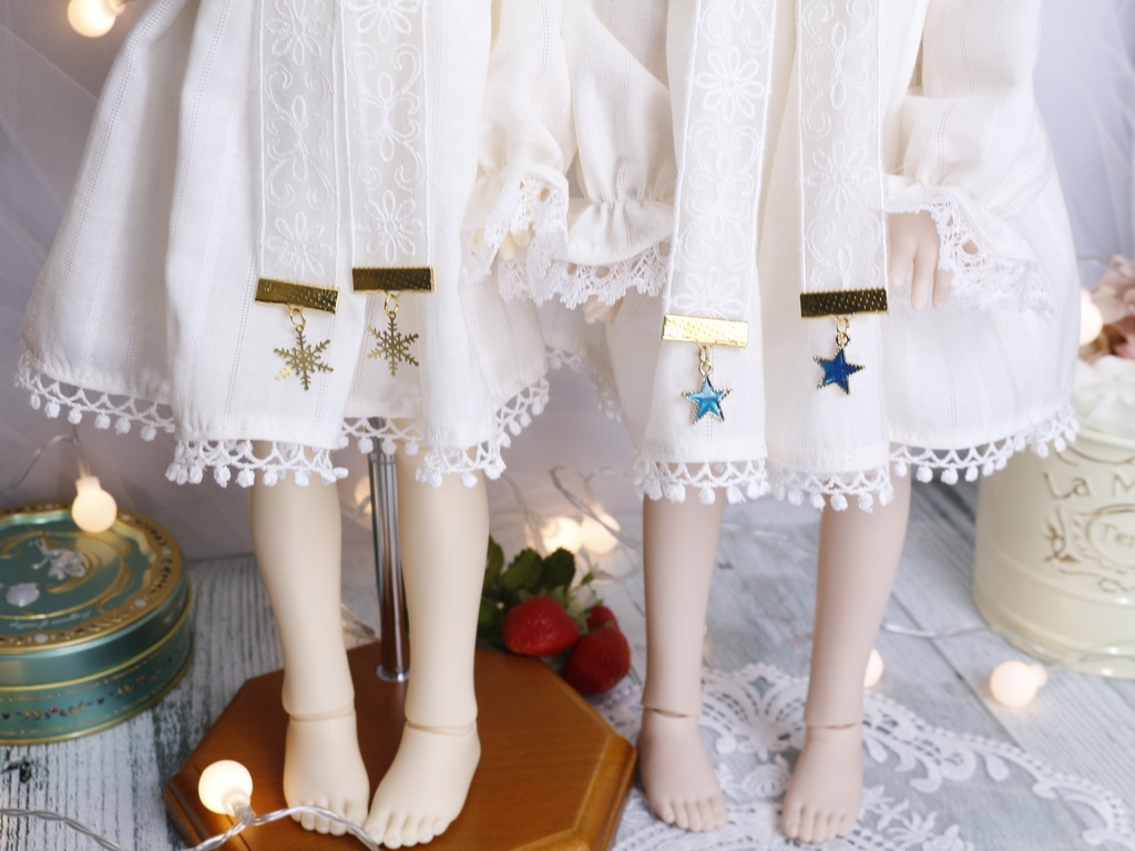 (展示)星と雪のおやすみ寝巻きset