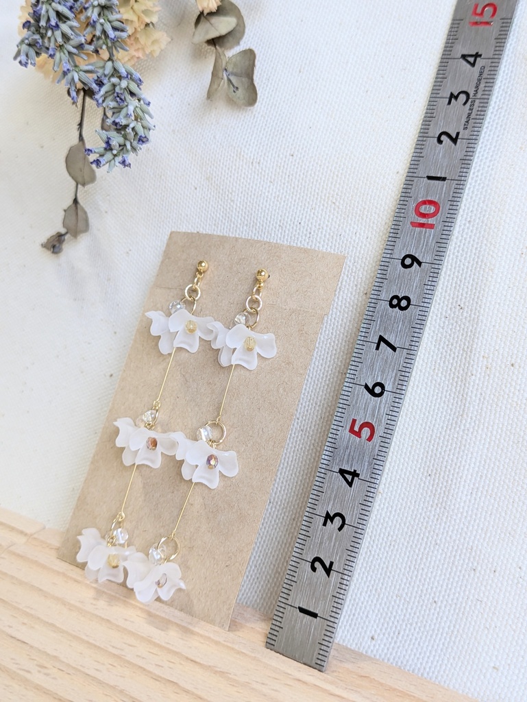 品番【1-A】イエロー✕パープル 小花ピアス
