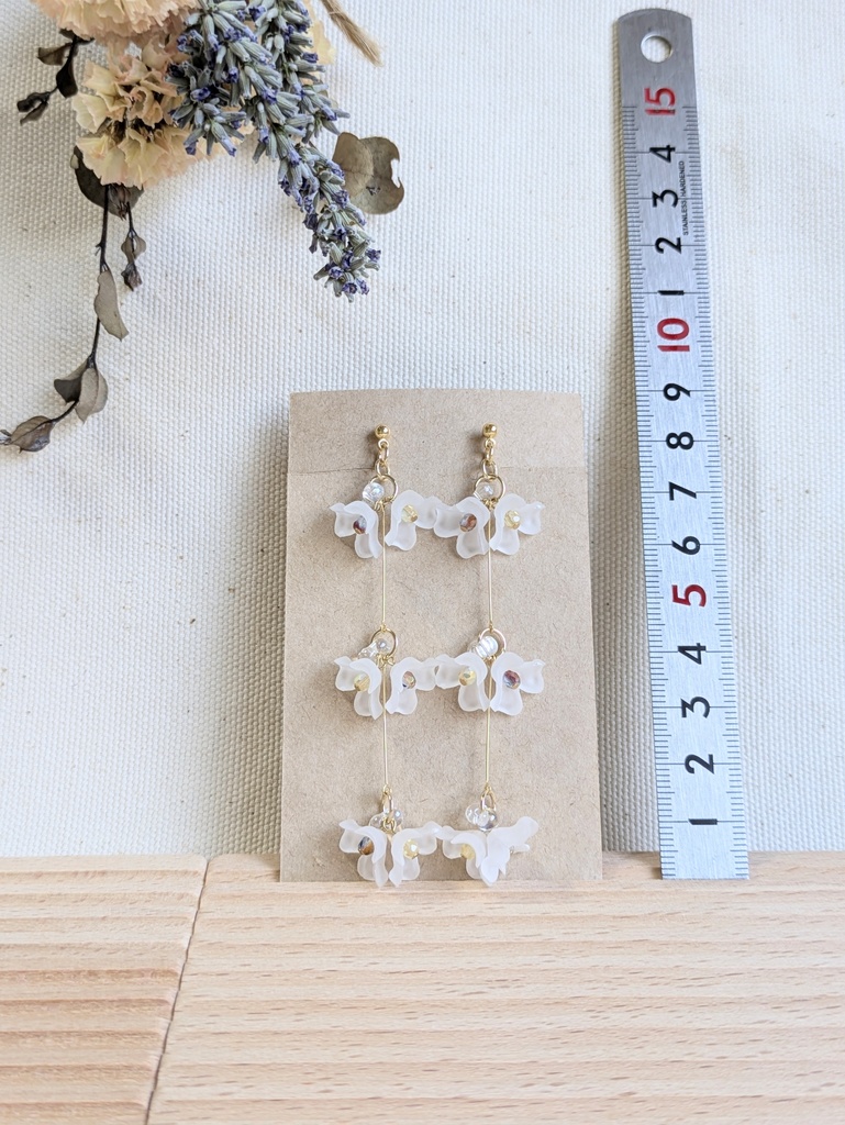 品番【1-A】イエロー✕パープル　小花ピアス