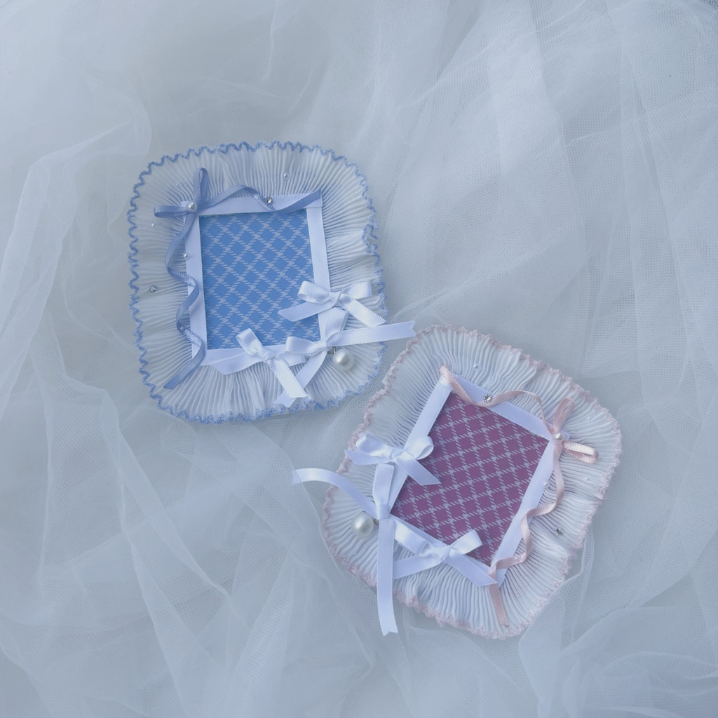 【Blue】ステッチフリルのホワイトデコ