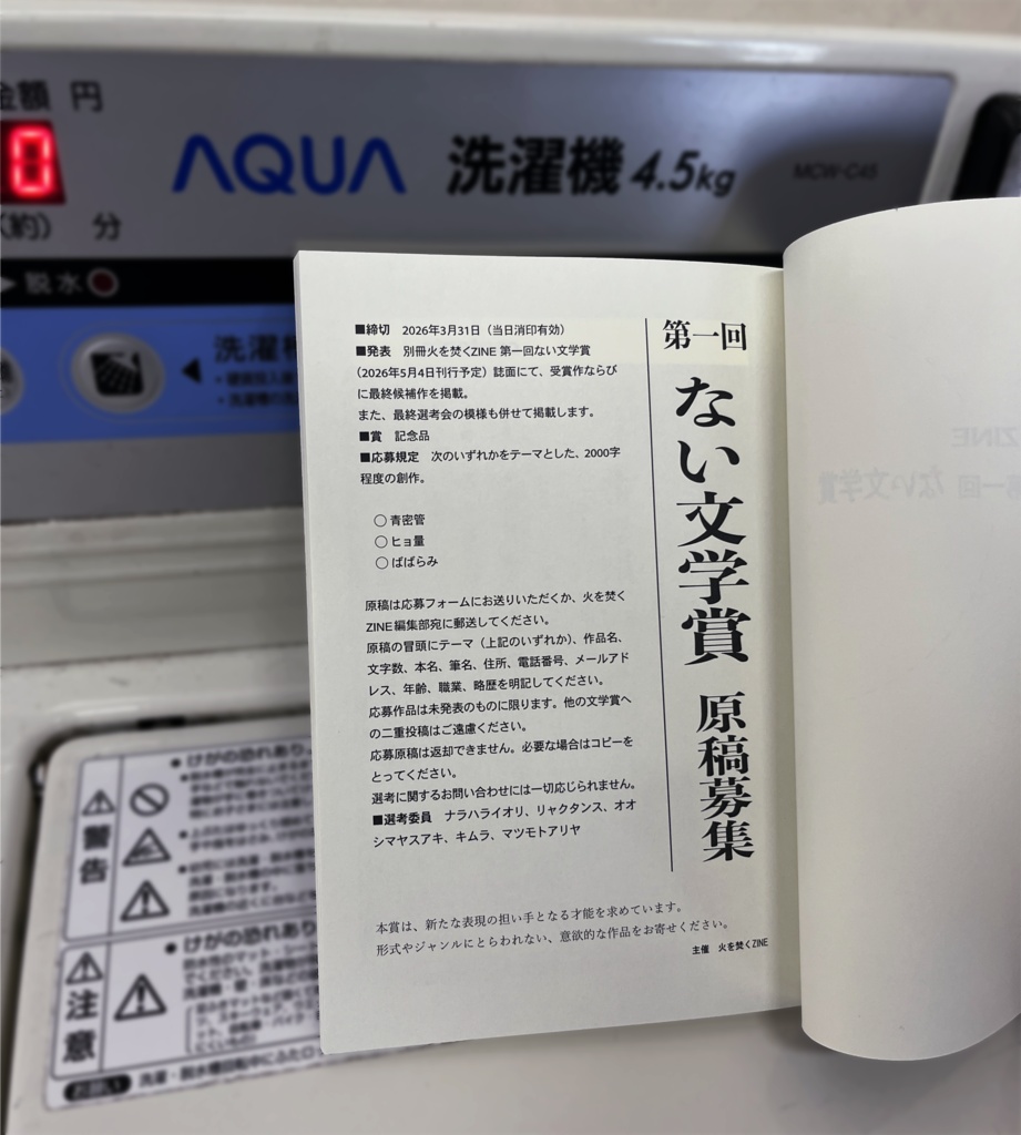 【紙書籍版】火を焚くZINE 別冊「第一回 ない文学賞」(送料別)
