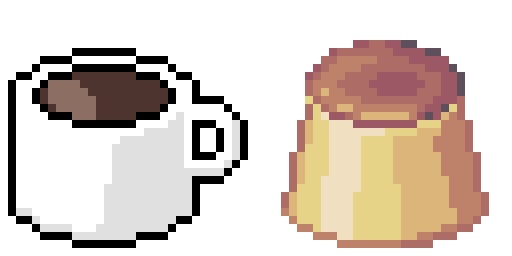 喫茶店ドット素材 vol.1｜コーヒー＆プリン