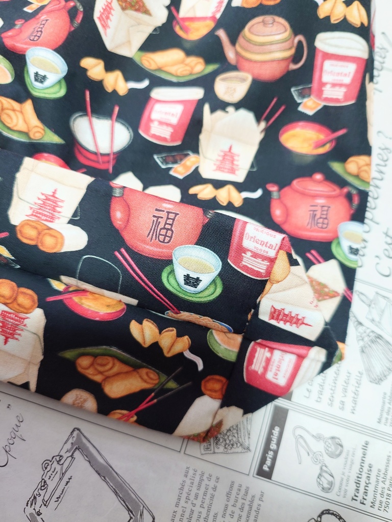 チャイニーズフード柄 巾着トートバッグ