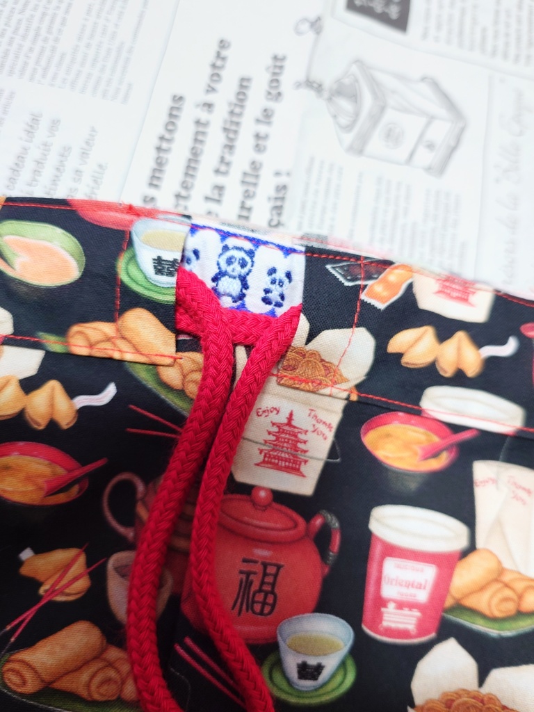 チャイニーズフード柄 巾着トートバッグ