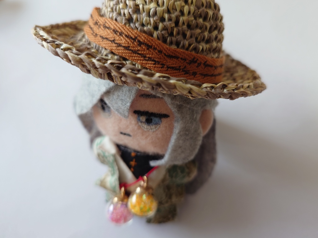 麦わら帽子風手編みぬい帽子 01 お試し価格
