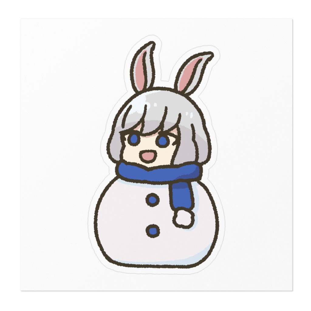雪だるましらきステッカー(青)