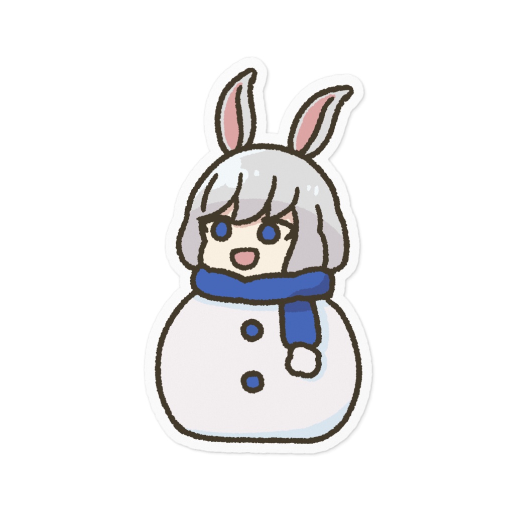 雪だるましらきステッカー(青)