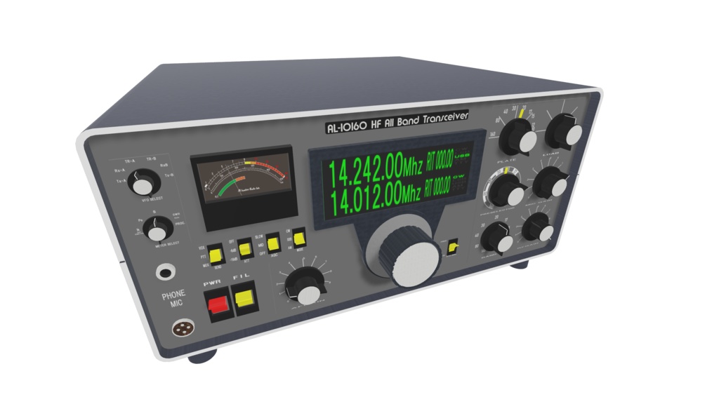 短波帯アマチュア無線トランシーバ(3Dモデル)