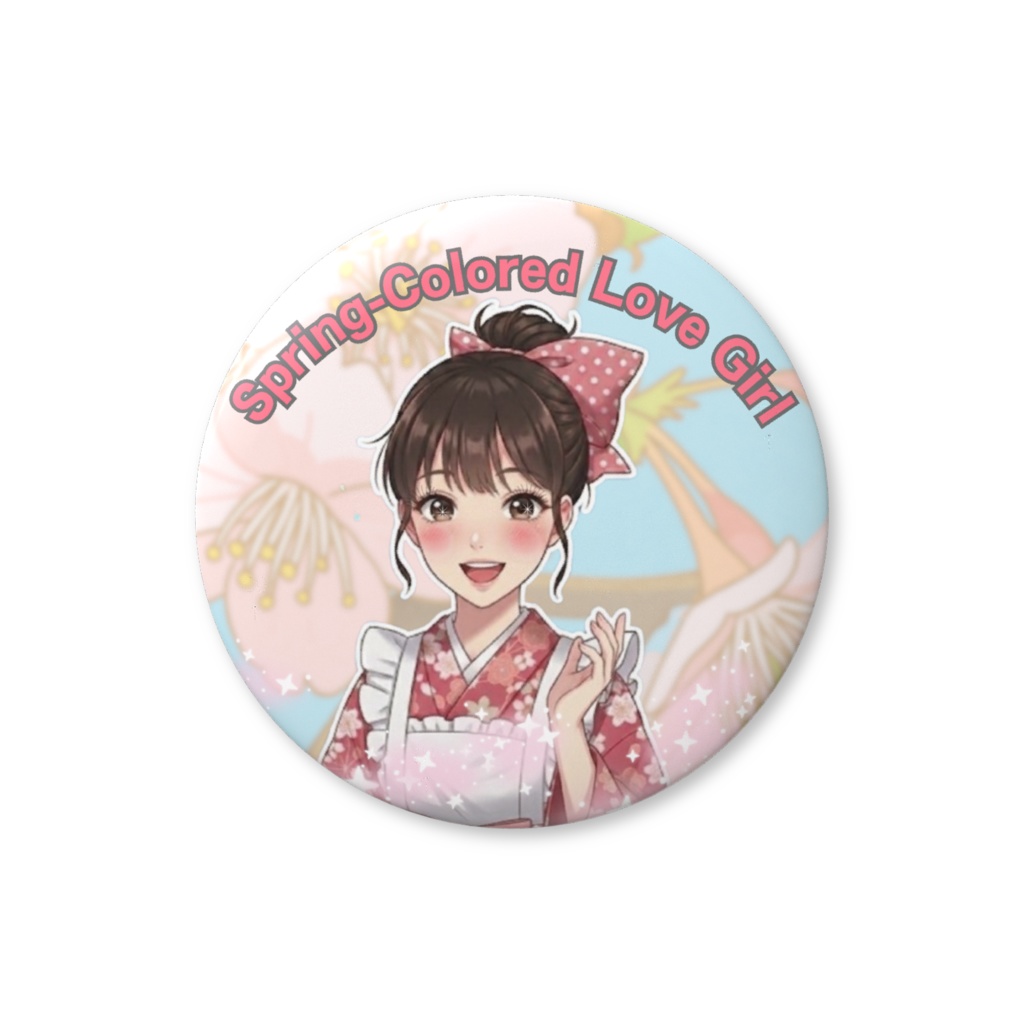 着物女子ラブ英字缶バッジ小