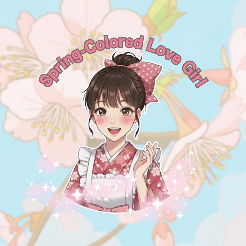 着物女子ラブ英字缶バッジ小