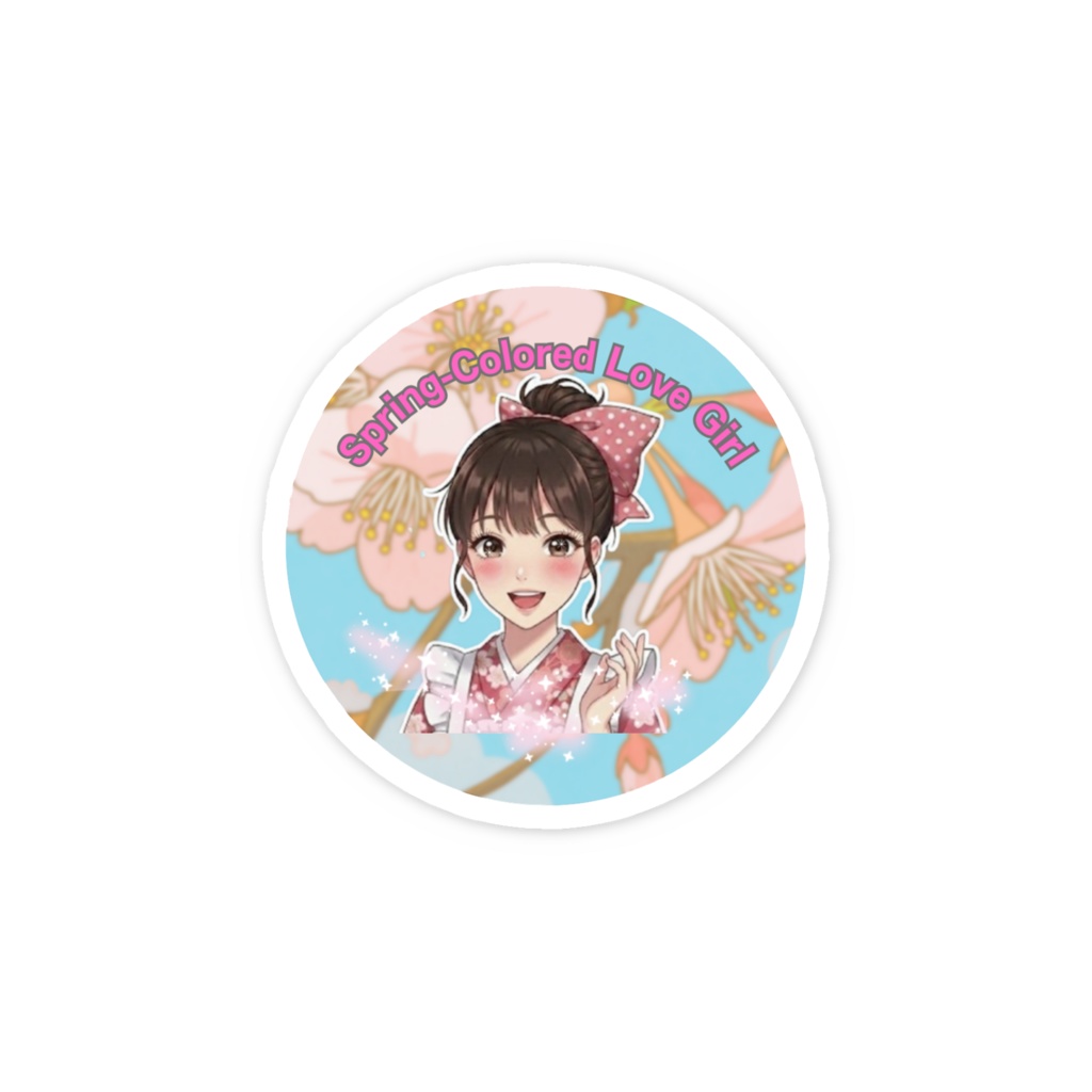 着物女子ラブ英字ステッカー