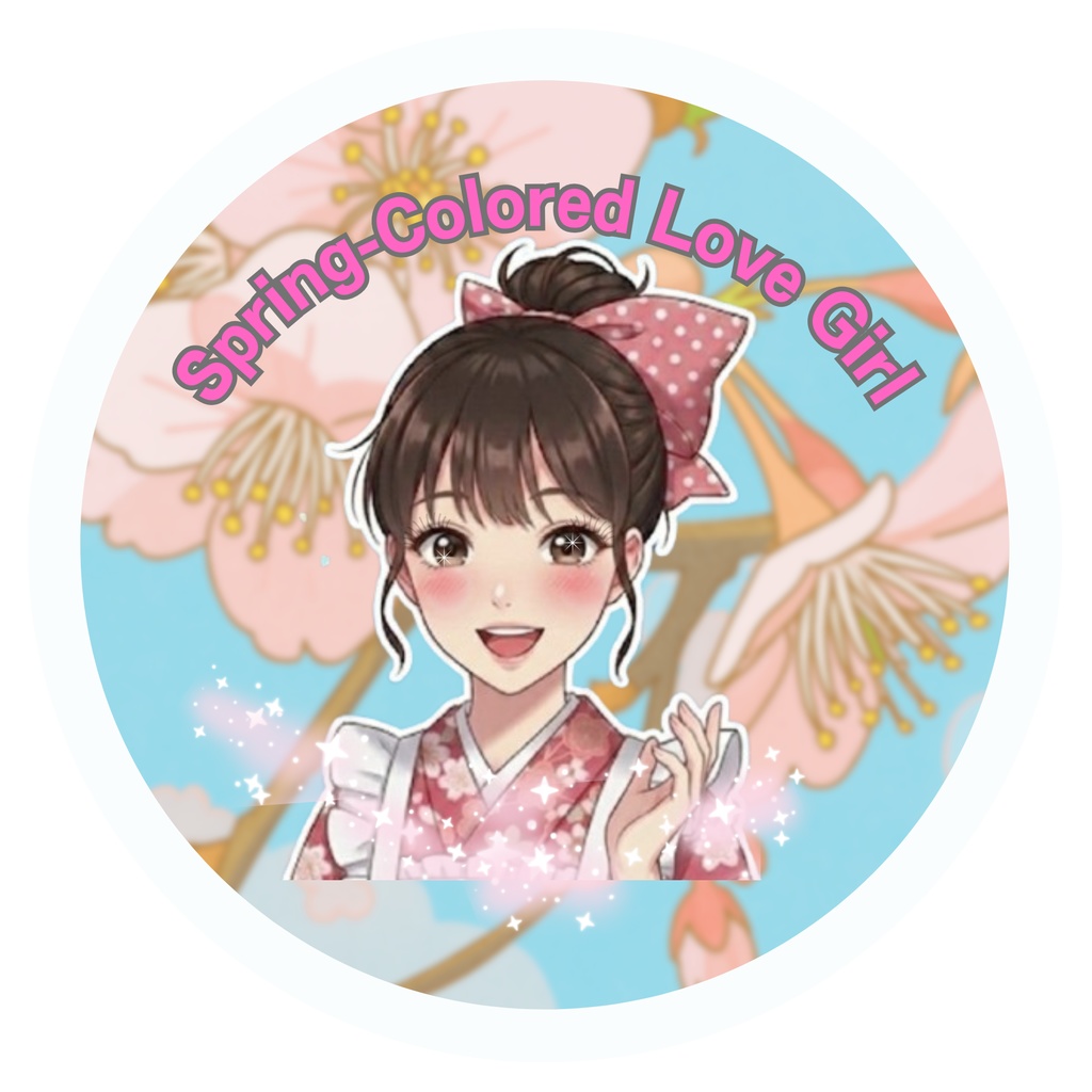 着物女子ラブ英字ステッカー