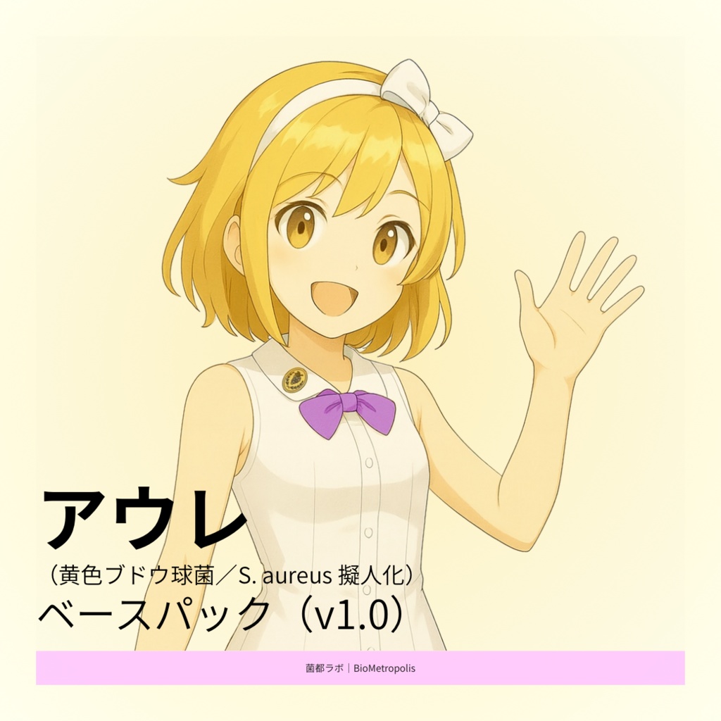 アウレ（黄色ブドウ球菌／S. aureus 擬人化）｜ベースパック（v1.0）