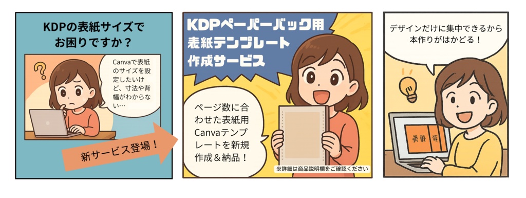 KDPペーパーバック用 表紙テンプレート作成サービス(Canva対応/テンプレ購入者限定)