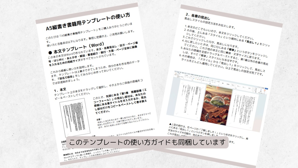 A5・縦書き書籍用テンプレート|電子書籍・紙書籍両方に対応(Canva・Word)