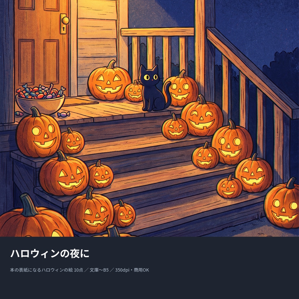 ハロウィンの夜に|本の表紙になるハロウィンの絵10点(文庫〜B5・350dpi・商用OK)