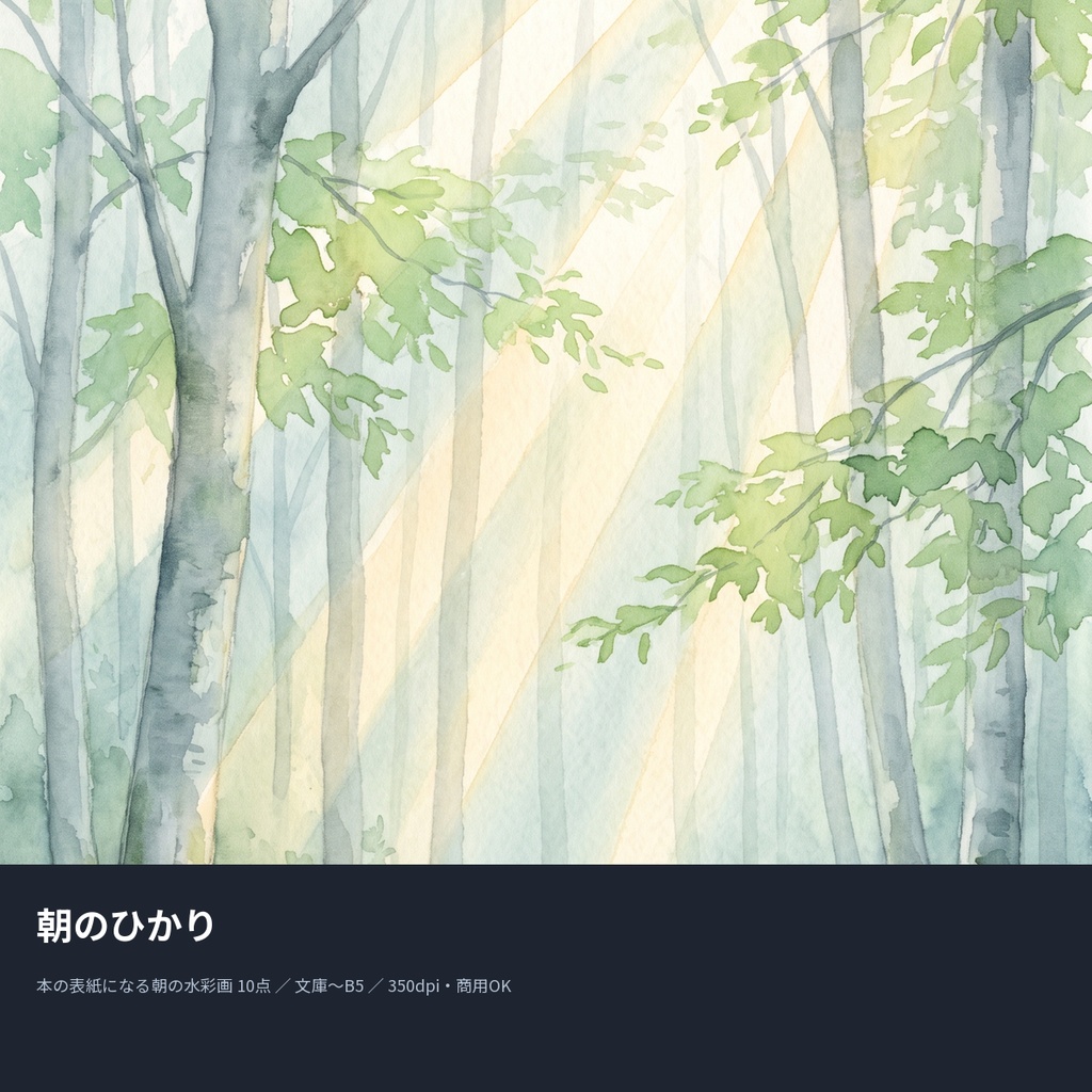 朝のひかり|本の表紙になる朝の水彩画10点(文庫〜B5・350dpi・商用OK)