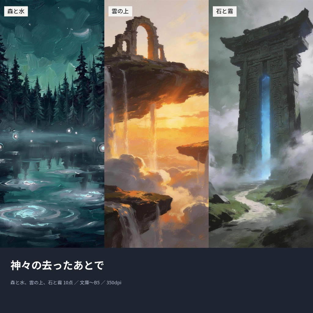 神々の去ったあとで|本の表紙になるファンタジーの風景10点(文庫〜B5・350dpi・商用OK)