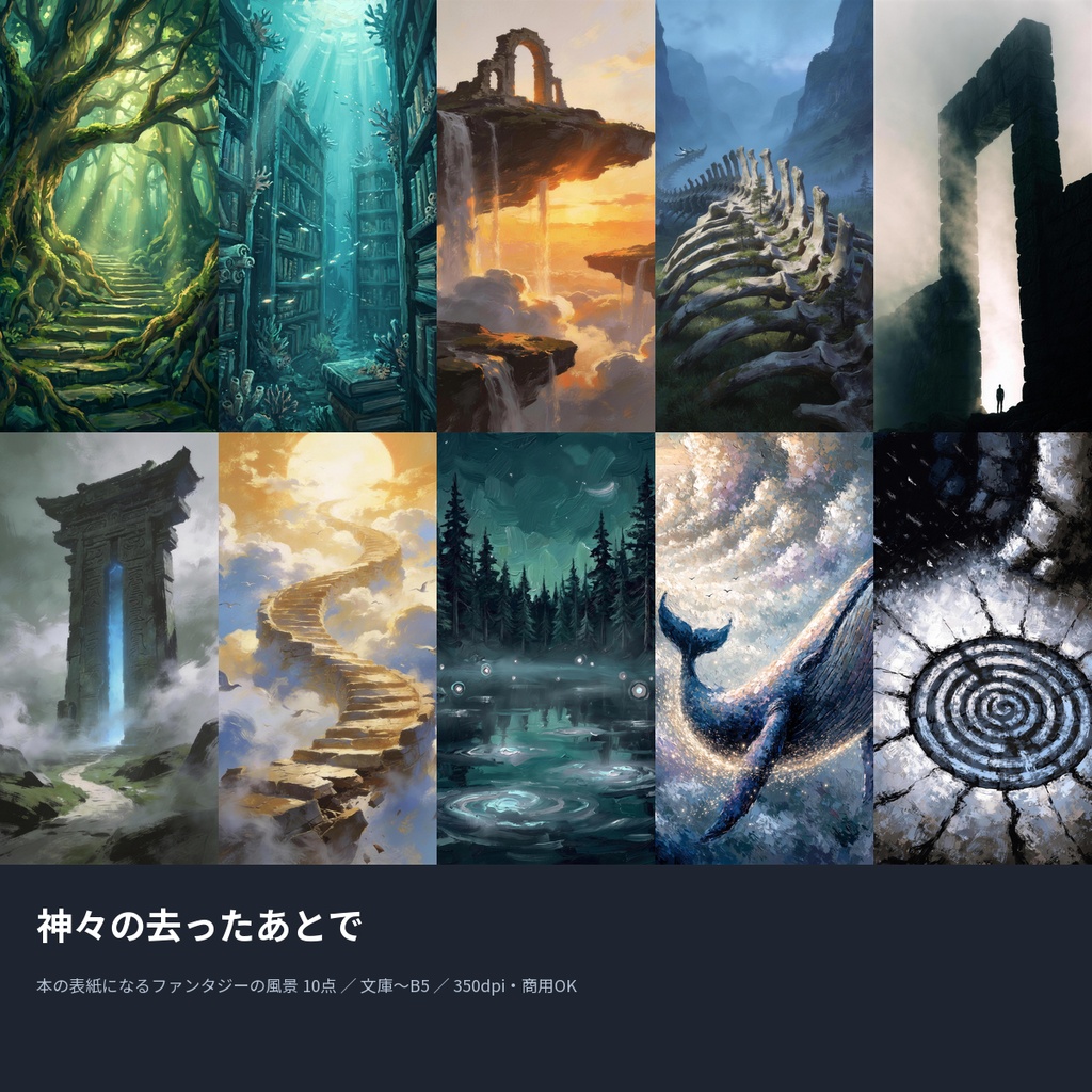 神々の去ったあとで|本の表紙になるファンタジーの風景10点(文庫〜B5・350dpi・商用OK)