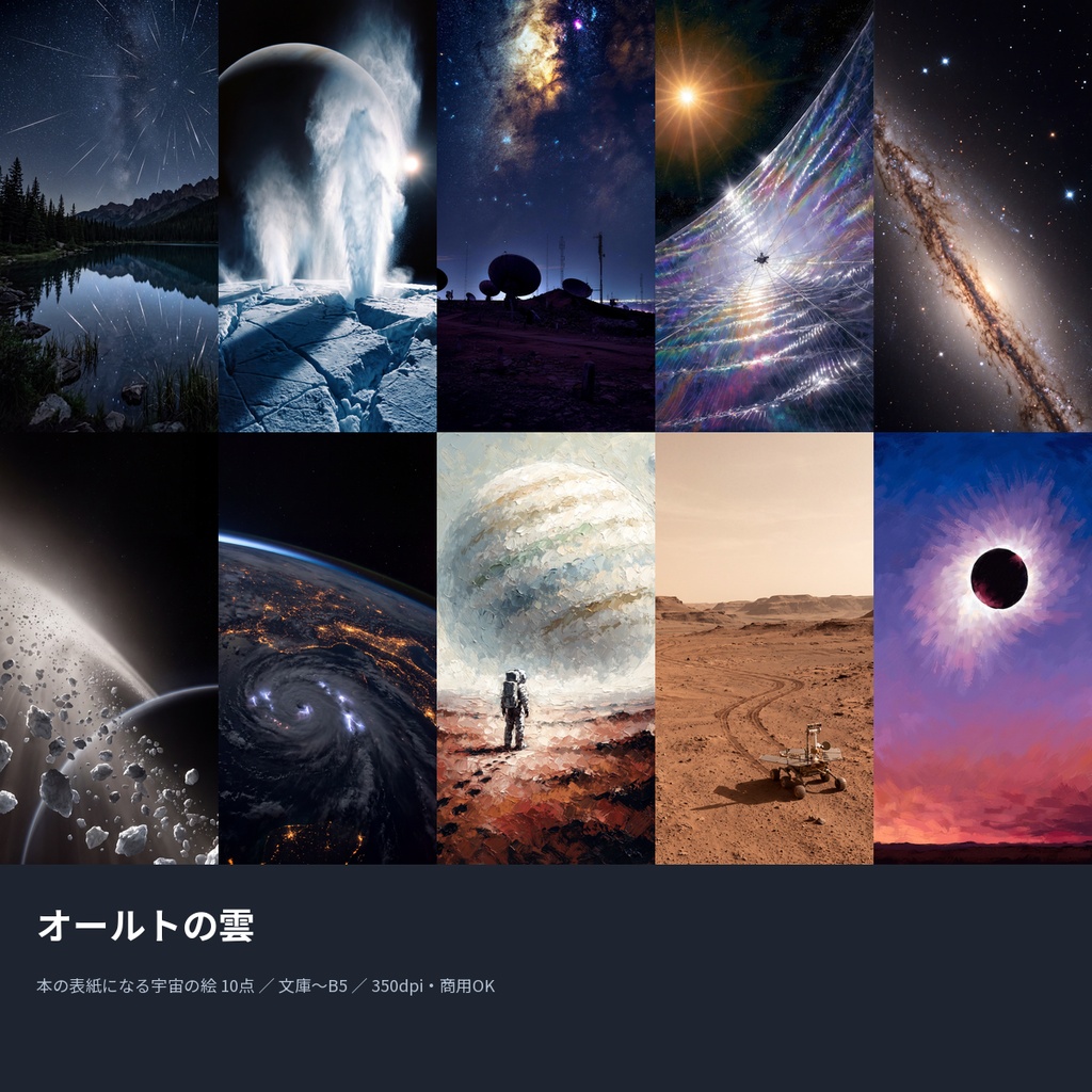 オールトの雲|本の表紙になる宇宙の絵10点(文庫〜B5・350dpi・商用OK)