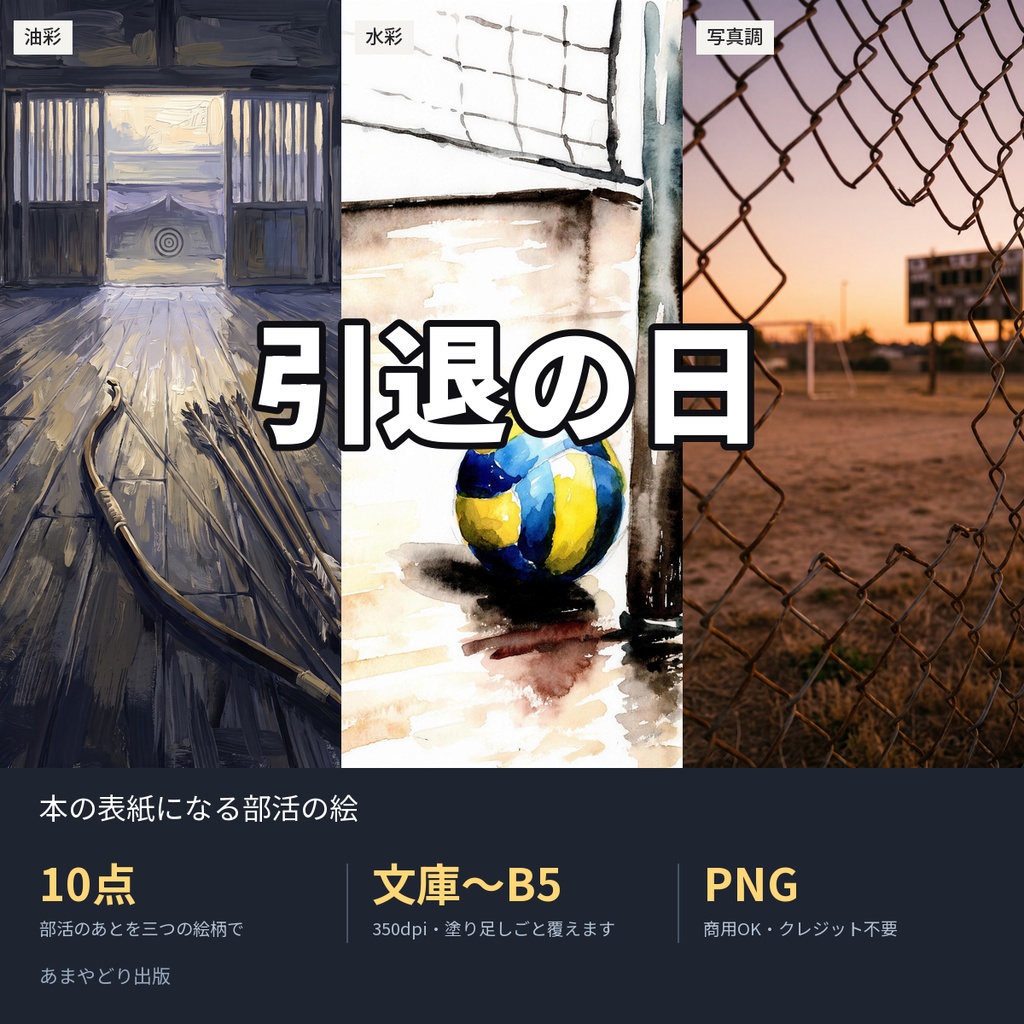 引退の日｜本の表紙になる部活の絵10点（文庫〜B5・350dpi・商用OK）