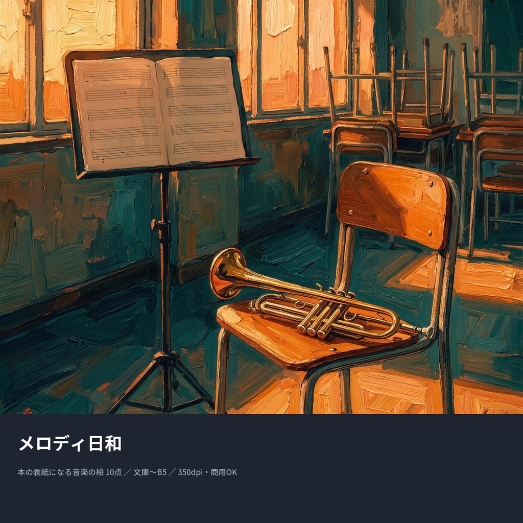 メロディ日和|本の表紙になる音楽の絵10点(文庫〜B5・350dpi・商用OK)