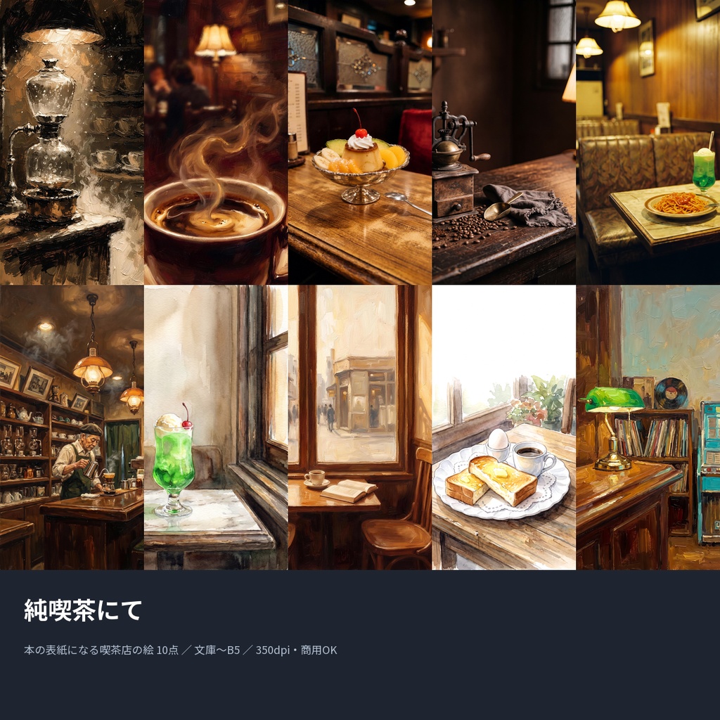 純喫茶にて|本の表紙になる喫茶店の絵10点(文庫〜B5・350dpi・商用OK)