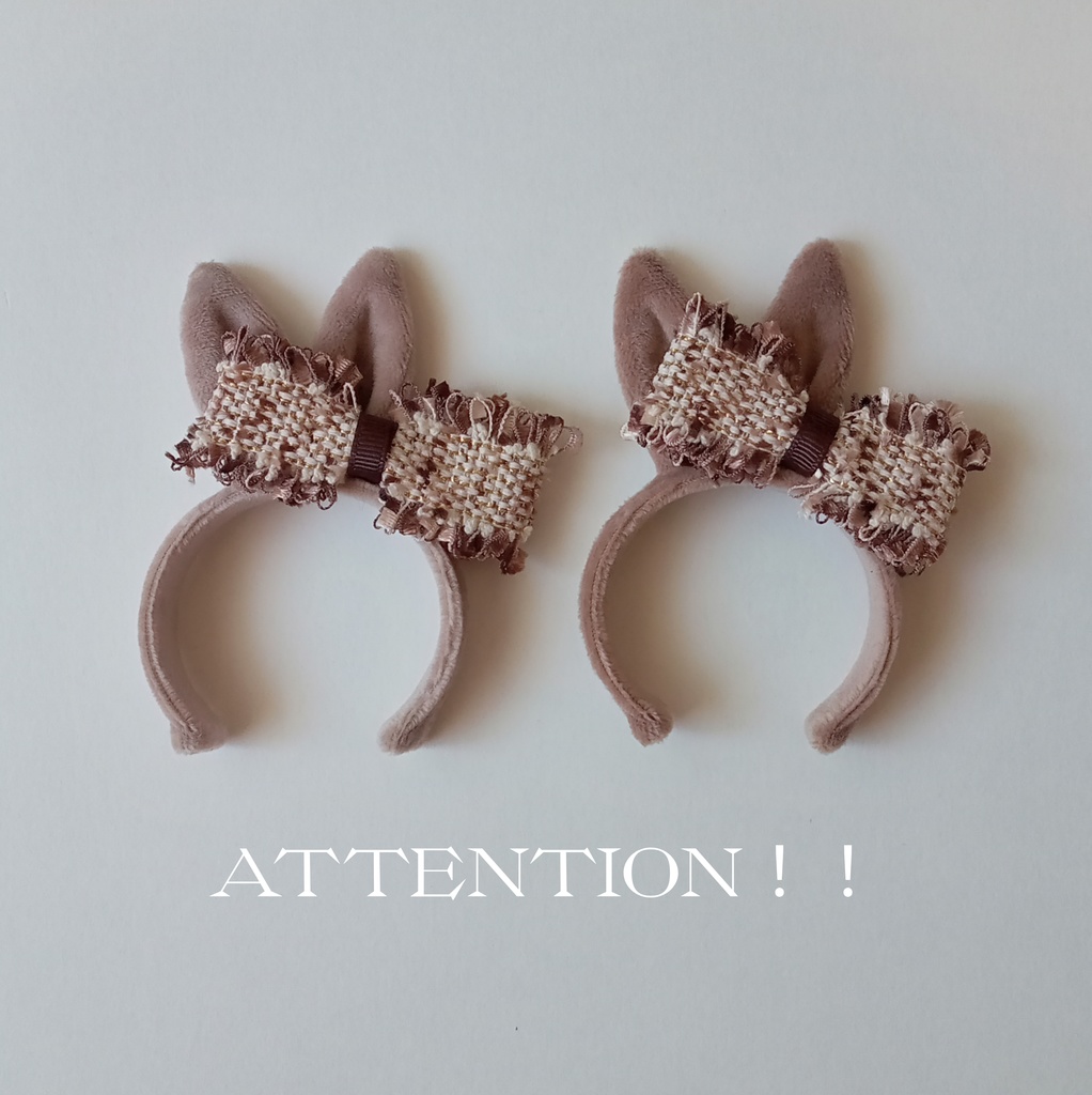 大きなツイードリボンのバニーちゃんカチューシャ(BASIC color)