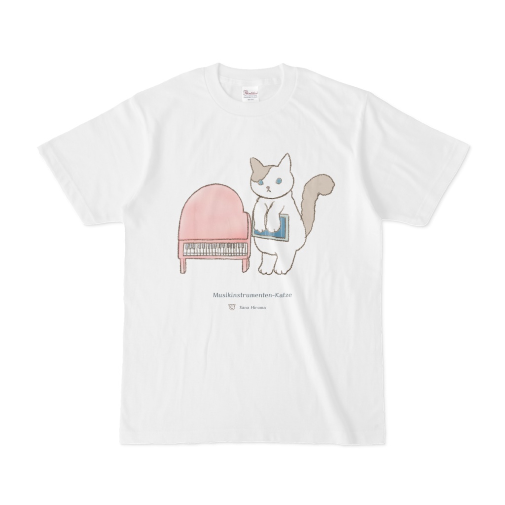 楽器ねこピアノTシャツ