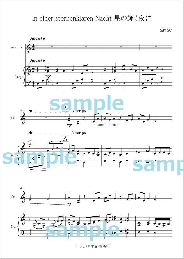 In einer sternenklaren Nacht_星の輝く夜に(カラオケ音源付き楽譜)