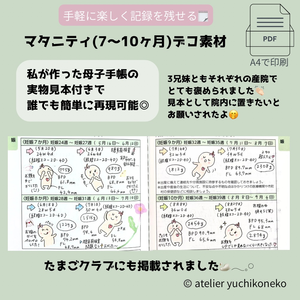 【2種セット】母子手帳・マタニティ(3〜10ヶ月)デコ素材🚘男の子ver