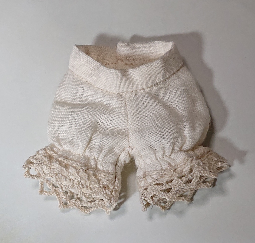 アンティーユ 呦呦鹿鳴ボディサイズ しっぽ穴ありドロワーズ 生成ガーゼ生地×トーションレース