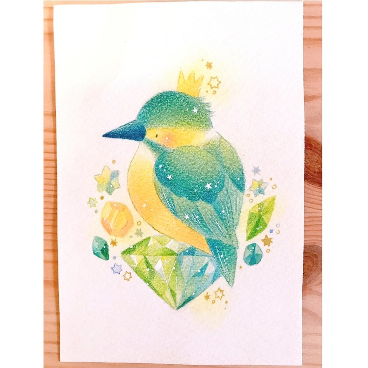 ポストカード原画「水辺の宝石」