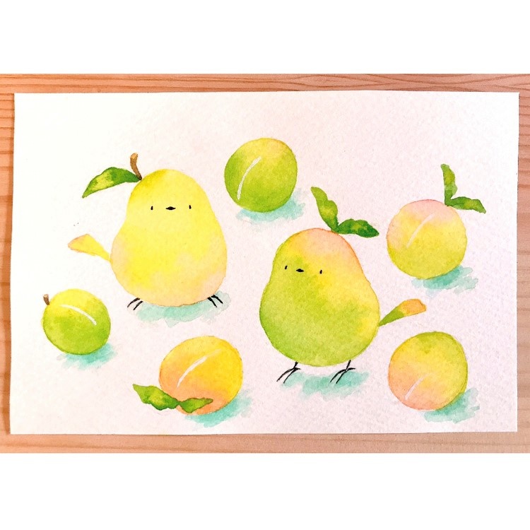 ポストカード原画「梅ことり」