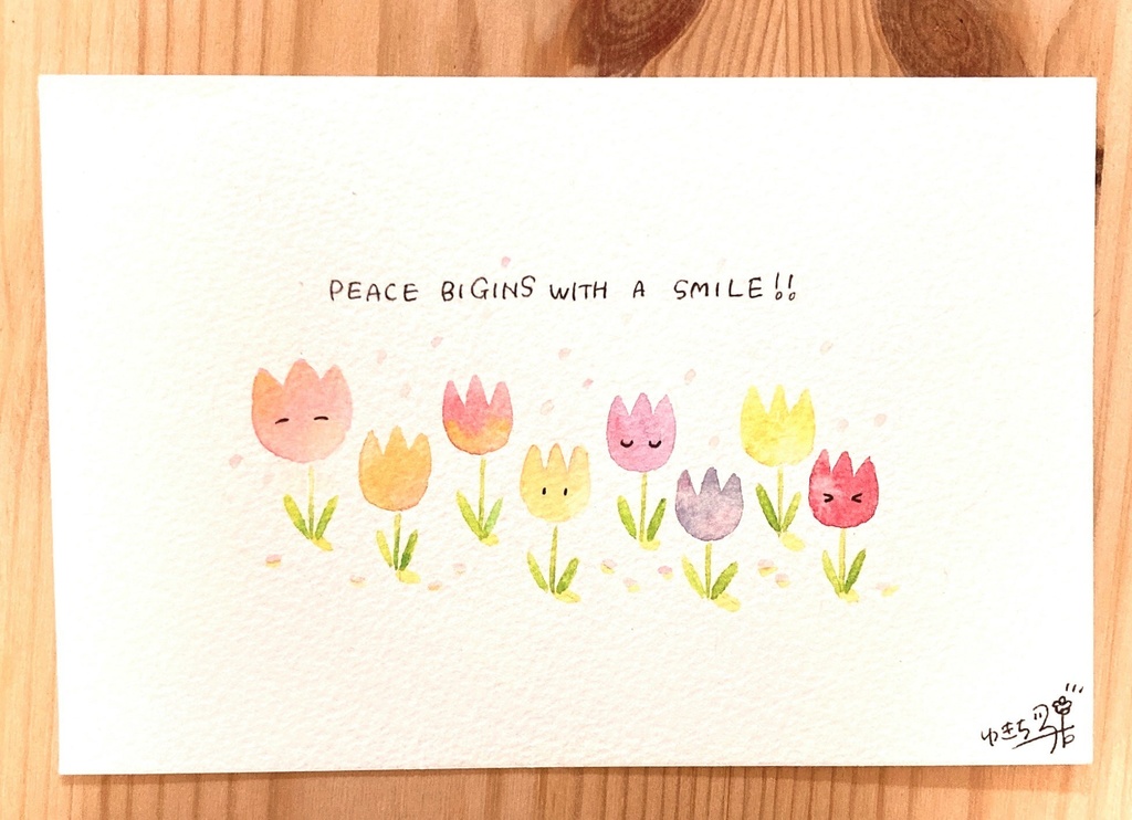 ポストカード原画「笑顔の花壇」