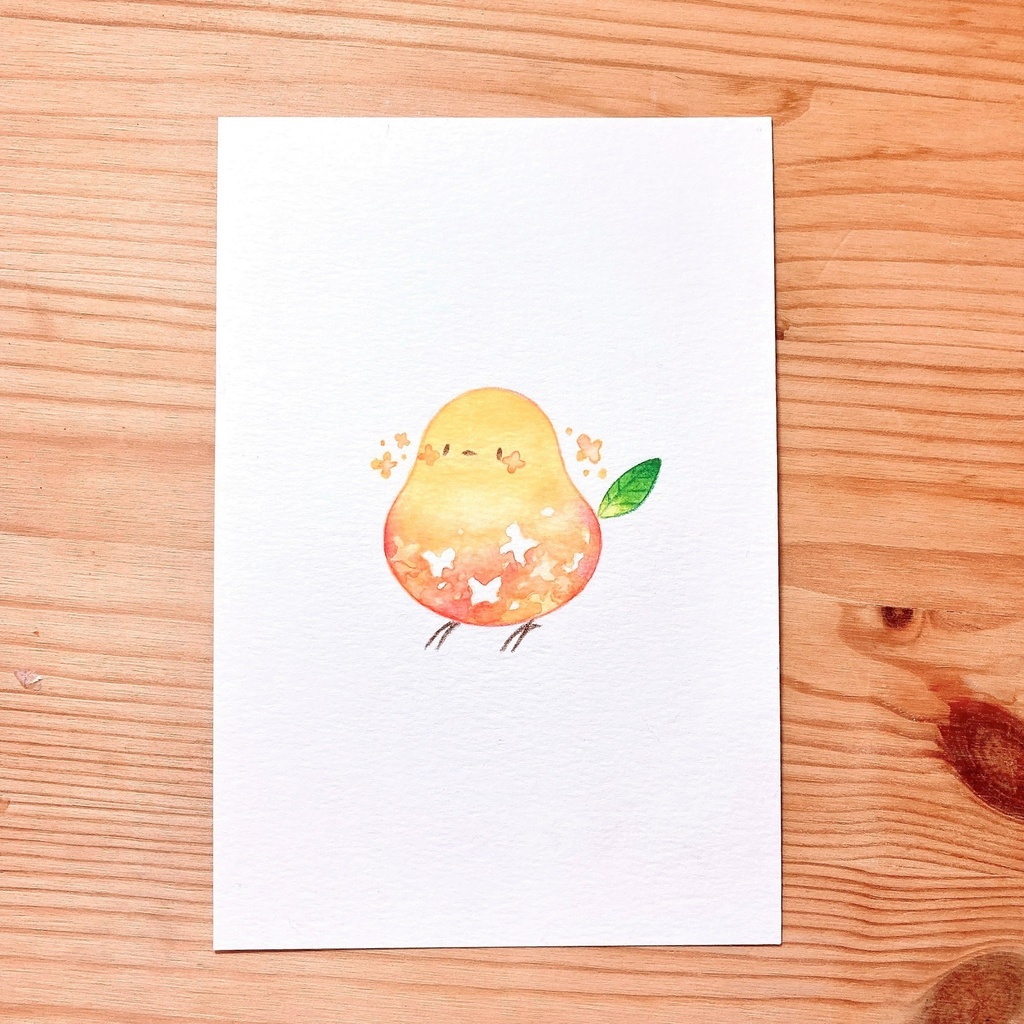 ポストカード原画「ことり×金木犀」