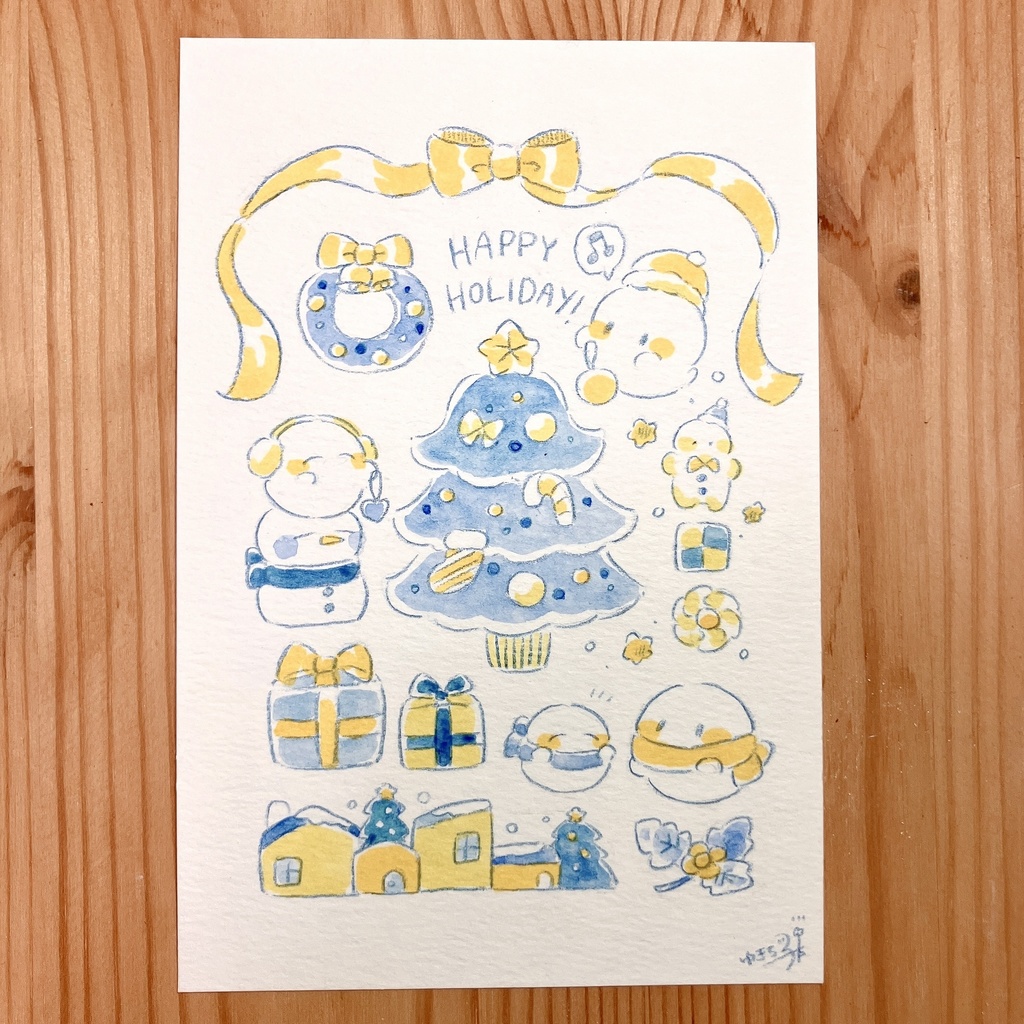ポストカード原画「HAPPY　HOLIDAY」